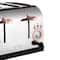 MegaChef Black & Rose Gold 4 Slice Wide Slot Toaster with Variable Browning